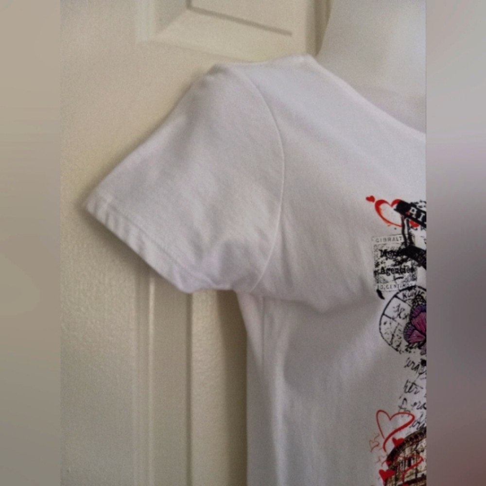 B&C COLLECTION Tee White Rome Italia Italy Graphic Short Sleeve Size Medium - Picture 6 of 14
